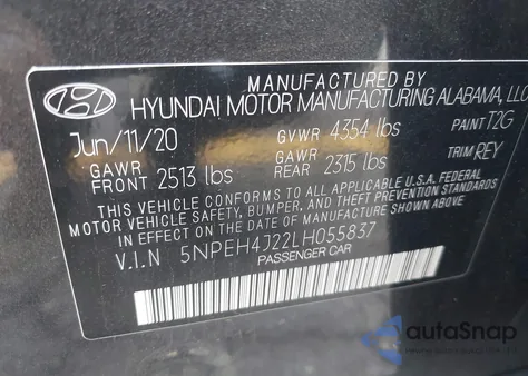 2020 Hyundai Sonata Limited z USA, uszkodzony, nr VIN 5NPEH4J22LH055837